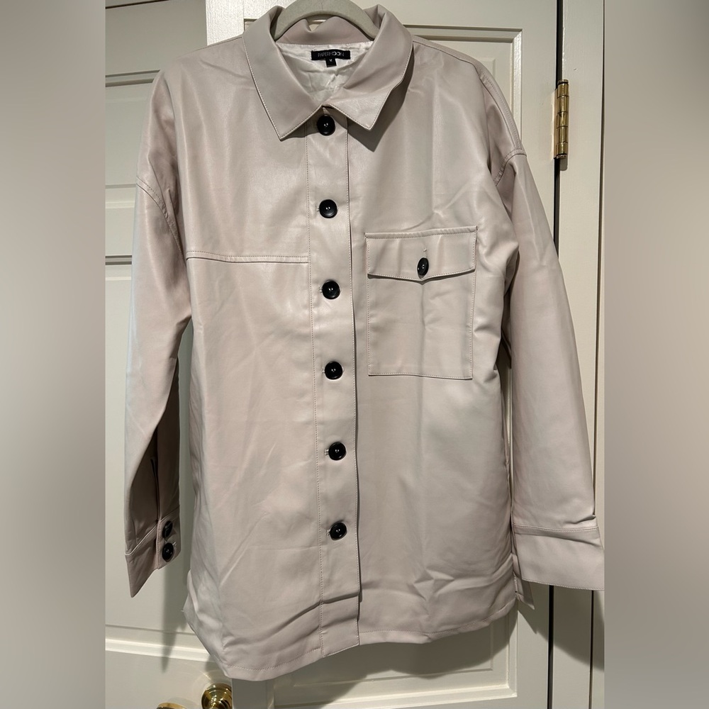 Papermoon Cream Faux Leather Jacket NWOT